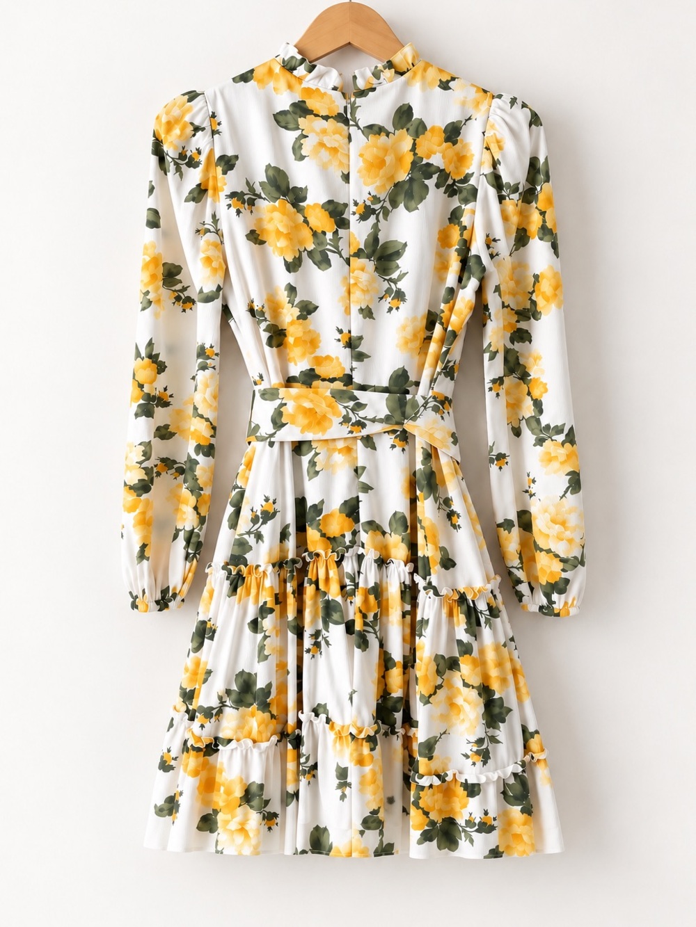 Rachel Parcell Floral Mini Dress High Neck Ruffle Collar Belted Fit & Flare XS - Picture 6 of 9